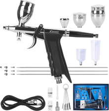 Dual-Action Trigger Airbrush Kit Air Brush Painting Set with 0.3Mm/0.5Mm/0.8Mm N