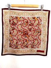 Brooks Brothers Silk Pocket Square Brown Paisley Mallards Ducks 17" X 17.5"