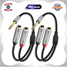 2-Pack 1/4 inch TRS to Dual 1/4 inch TS Mono Y Splitter Adapter Cable 1 Foot