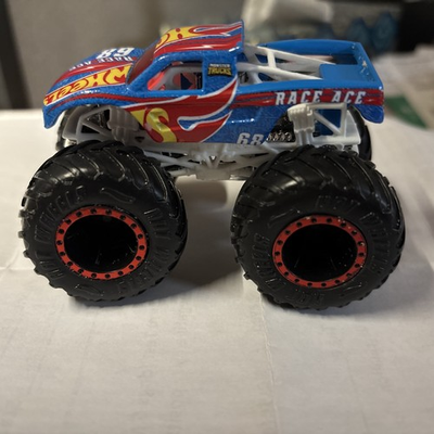 #ad Hot Wheels Race Ace #68 Monster Truck 1:64 Red White Blue Loose Toy $13.95