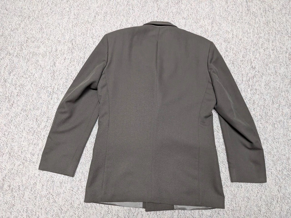 vintage 1990s suit 2PC double breasted 40L 34x34 dark gray WOOL beige taupe - Image 3 of 4