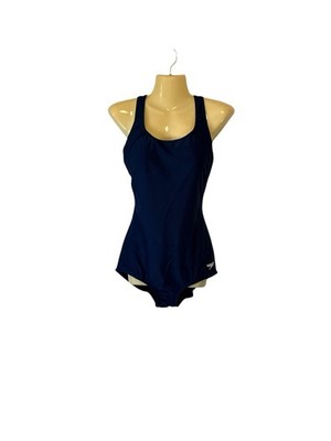Speedo Power Flex One-Piece Swimsuit Performance Racing Scoop Back Navy Sz 10