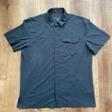 Arc'teryx Skyline Trim Fit Gray Snap Button Polo Short Sleeve Shirt Mens Sz XL