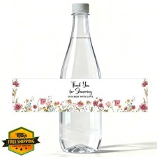 Baby Shower Water Bottle Labels 100 Pcs, Wildflower Gender Reveal