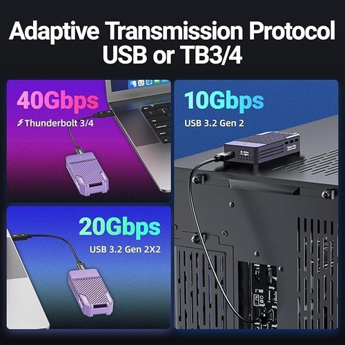 Neu JEYI 40 Gbps USB4 M.2 Gehäuse mit Lüfter - PWM NVMe auf USB-C 3800 Mb/s - Bild 2 von 6