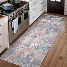 Modern 2x5 Washable Runner Rug, Abstract Non-Slip Runner Rugs for Hallway,