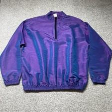 Unisex VTG Sparta Surf Style Purple Blue 1/4 Zip Windbreaker Pullover Size OSFA