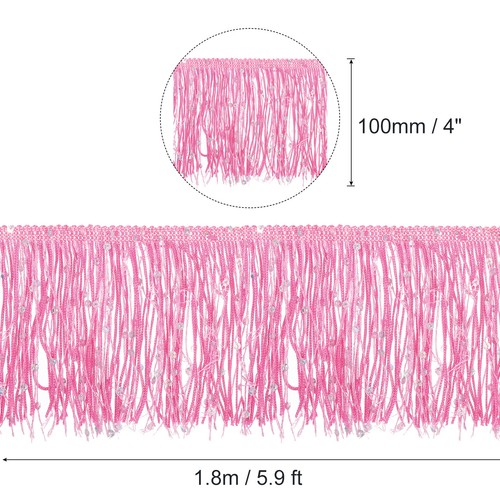 2 Yards 4 Zoll Rosa Pailletten Fransenborte Zum Selbermachen Quaste Borte 5,9 Fuß/1,8 m - Bild 2 von 6