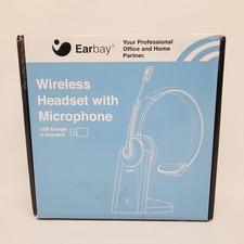 Earbay Wireless Headset with Microphone, Bluetooth V5.0, Charging Base, White