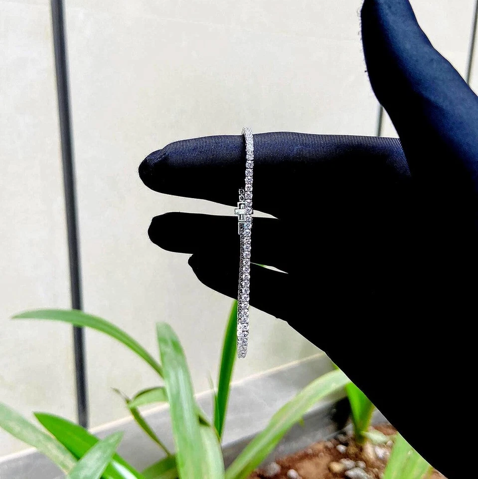 Elegant Lab Grown Diamond Tennis Bracelet in SILVER  , Sustainable Jewelry - Image 2 of 4