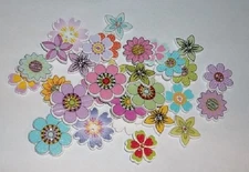 New Lot of 30 Wooden Flowers 2 Hole  Buttons Craft Scrapbooking Etc. Wood New