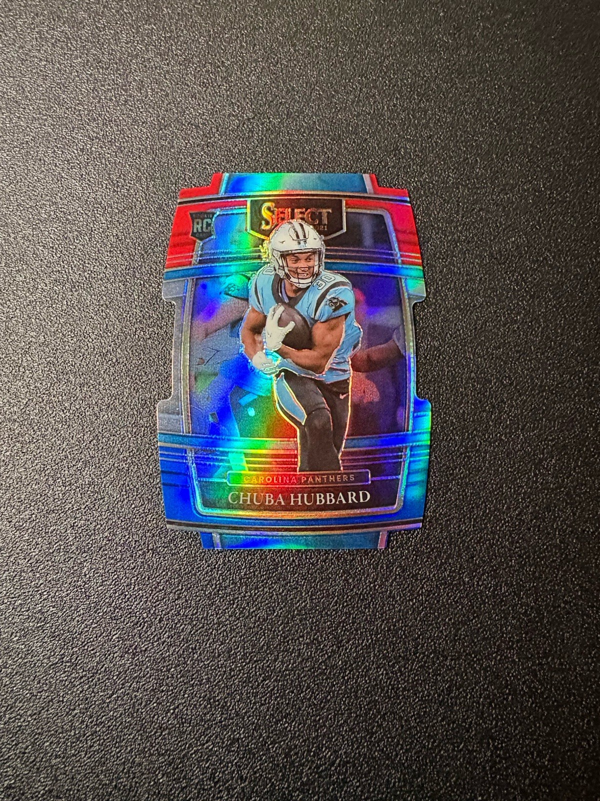 Chuba Hubbard 2021 Panini Select Blue Red Prizm Concourse Die Cut RC