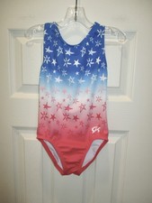 GK Elite CS Stars Leotard Gymnastic Practice Competition Blue Red Patriotic