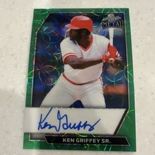 2026 Leaf Metal Ken Griffey Sr. On-Card Auto OC-KGS Green Scope #/3 Reds