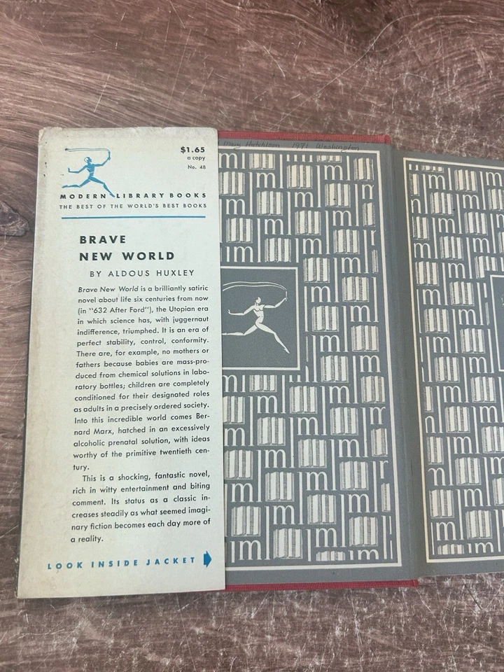 1946 Brave New World, Aldous Huxley, Modern Library, HCDJ, Classic Vintage Book — 第 4/4 张图片