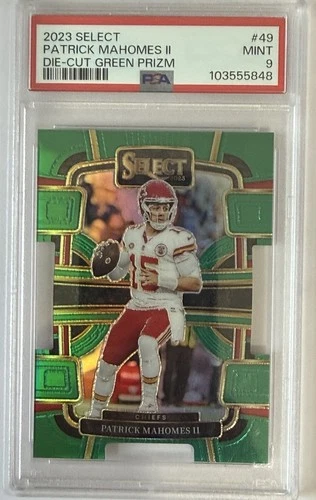2023 Panini Select - Patrick Mahomes | PSA 9 - Neon Green Prizm Die-Cut #’d /5