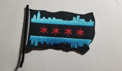Chicago State Flag Skyline Embroidery Patch Worldwide ship approx 3x3.5''