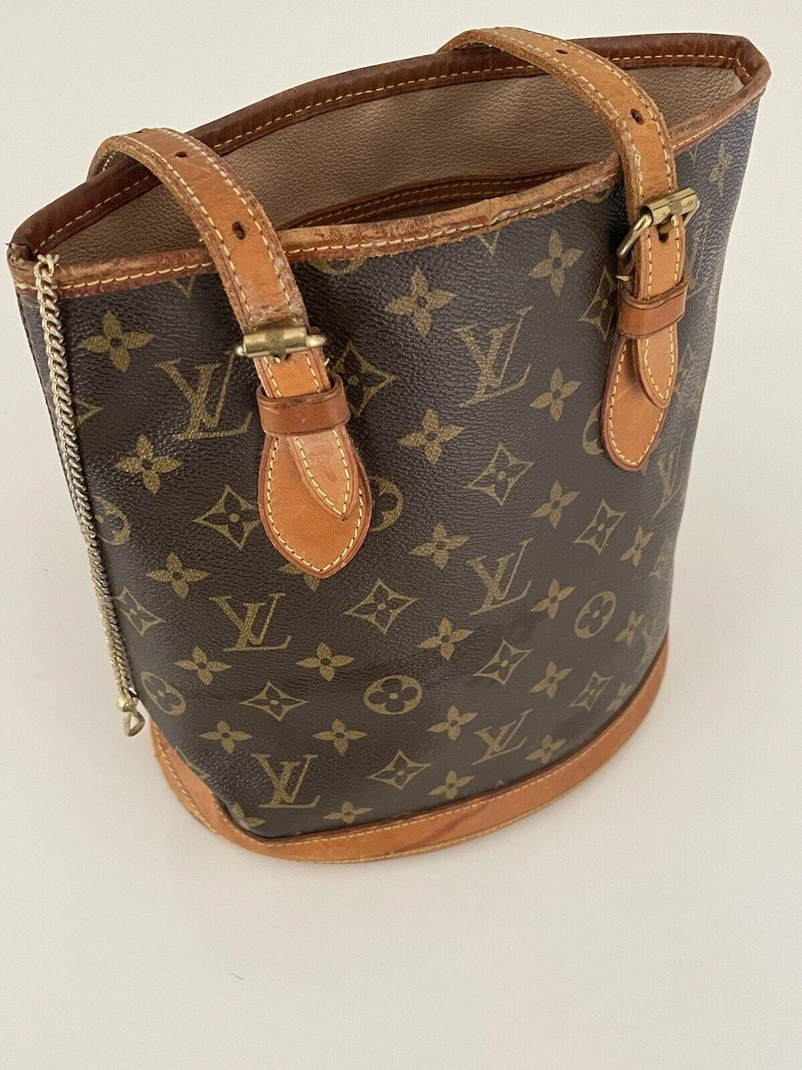 LOUIS VUITTON Petit Bucket Monogram Canvas Shoulder Bag Brown