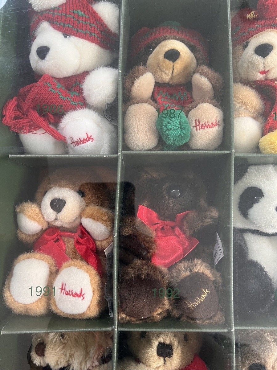 ぬいぐるみ Harrods 15 Miniature Christmas Bears RARE LIMITED EDITION SET OF 15 HARRODS SMALL CHRISTMAS BEARS 1986