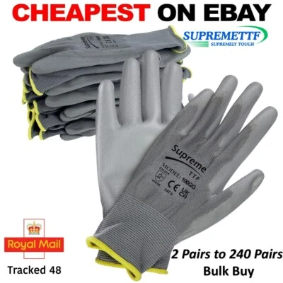 SUPREMETTF 240 PAIRS PU COATED SAFETY WORK GLOVES GLOVE GARDEN GRIP MENS BUILDERS GARDENING