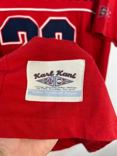 Vintage Karl Kani Baseball Jersey Hip Hop Rap Red Tee Over Print Philadelphia L - Picture 7 of 14