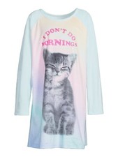 Wonder Nation Girls SIZE S 6-6X Long Sleeve Fleece Sleep Gown Mint Zest NWT