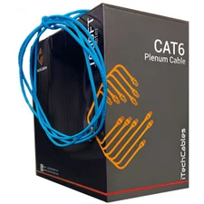 Cat6 Bulk Plenum CMP Rated Cable, 550Mhz, 23 AWG Cable, Blue