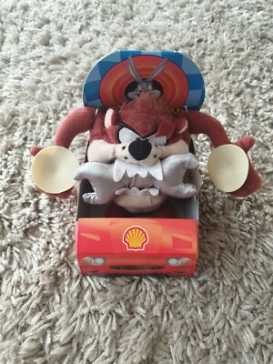 Vintage 1999 Looney Tunes Taz Plüschtier Kuscheltier Warner Bros Shell Öl in Schachtel