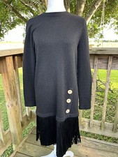 Roberta Fashion Vintage Black Sweater Women’s Dress Size Small Fringe