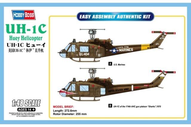 HobbyBoss Models 1/48 Bell UH-1C Huey Helicopter
