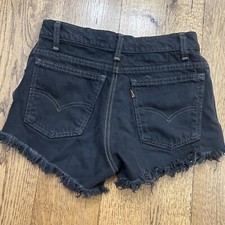 Levis VINTAGE Shorts Women's 27 Black, ORANGE TAB White Stitching Raw Hem