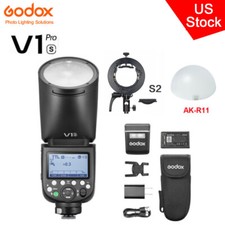 US Godox V1 Pro S TTL HSS Round Head Flash S2 Bracket AK-R11 Diffuser For Sony