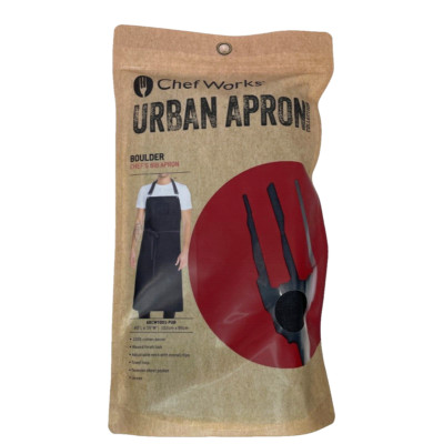 NEW Chef Works Boulder Chefs Bib Apron Urban Tweezer Pocket Mens Grilling Gift