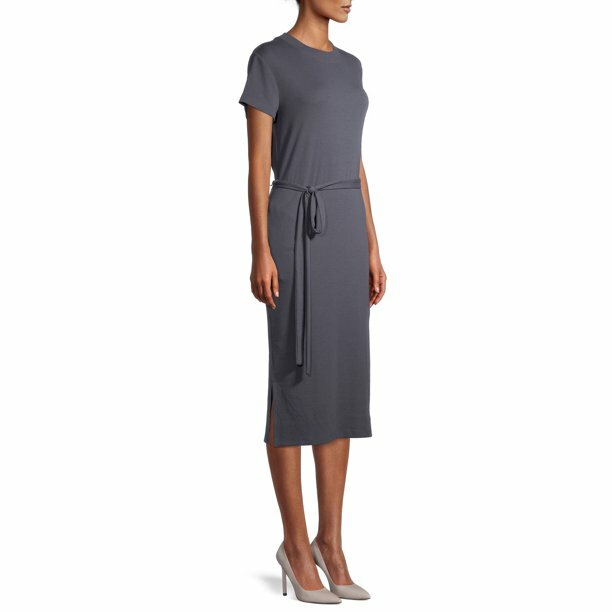 time and tru women's knit midi dress with belt Time and Tru Women's Belted Knit Dress