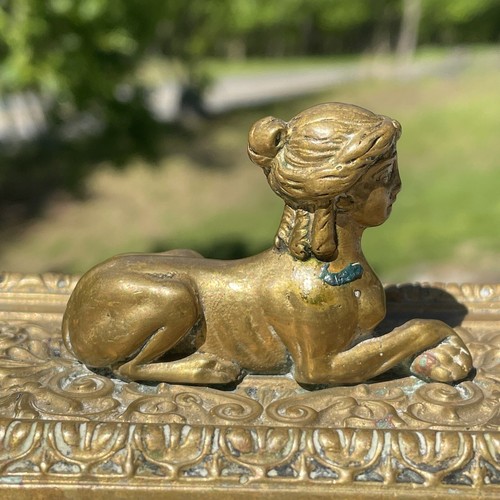 Antique Egyptian Revival Bronze Ink Blotter Sphinx Sculpture Art Nouveau - Deco - Picture 7 of 9