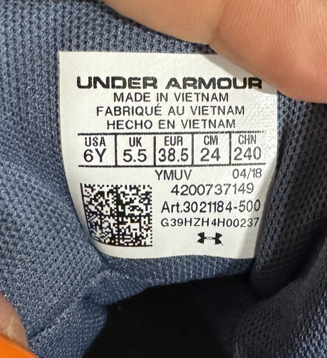 Under Armour Girls GGS Jet 2018 Basketball Shoes Blue Size 6Y High