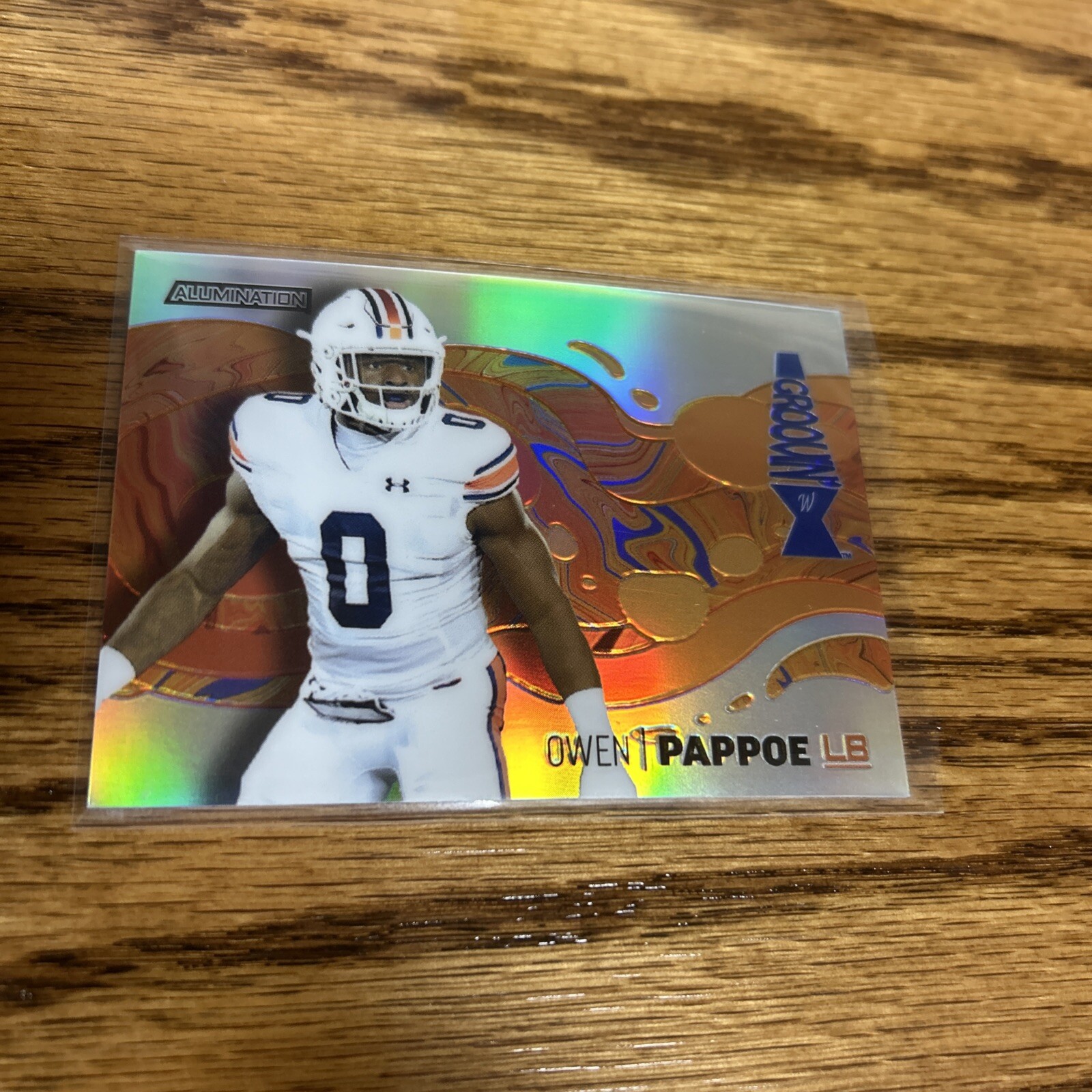 Owen Pappoe Wild Card Alumination Draft Ocular Autographs #AO38 Orange/Red Mosaic