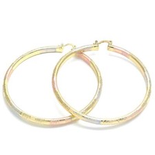 Women's Tri Colored Extra Large Round BIG Hoop Earrings 14K Gold Filled 80mm