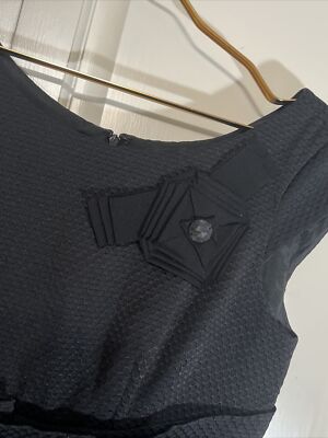 Kay Unger Black Dress Cocktail Party Short Sleeve Textured Sz 8 | eBay