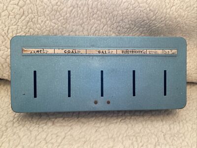 VINTAGE METALL SPARBLECHBANK - MIETE KOHLE GAS STROM - SPARDOSE NEBENKOSTEN