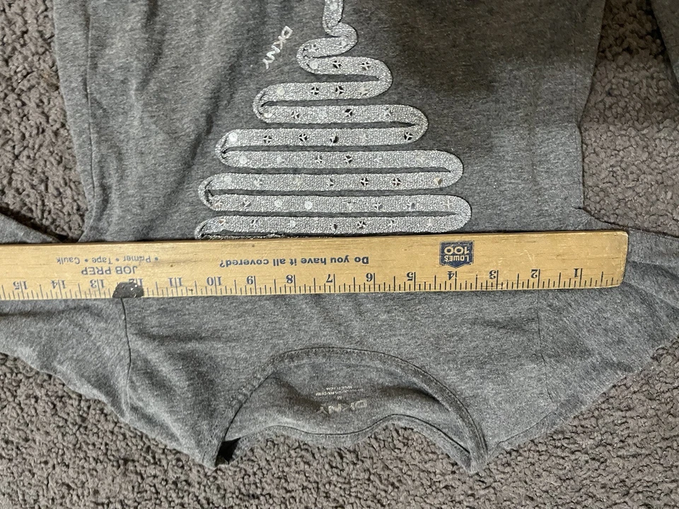 DKNY Gray Long Sleeves Shirt Size Medium Gray Bedazzled Logo - Image 4 of 4