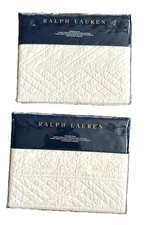 RALPH LAUREN HOME Oakfield Quilted Standard Sham SET Parchment White NWT $185
