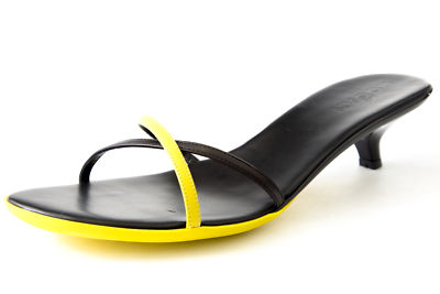 Hogan by TOD'S Slick Crossed Bands Shoes Black/Yellow Size 9 New $325