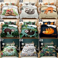 Sloth Floral Single Double Queen King Super King Bed Quilt Doona Duvet Cover Set