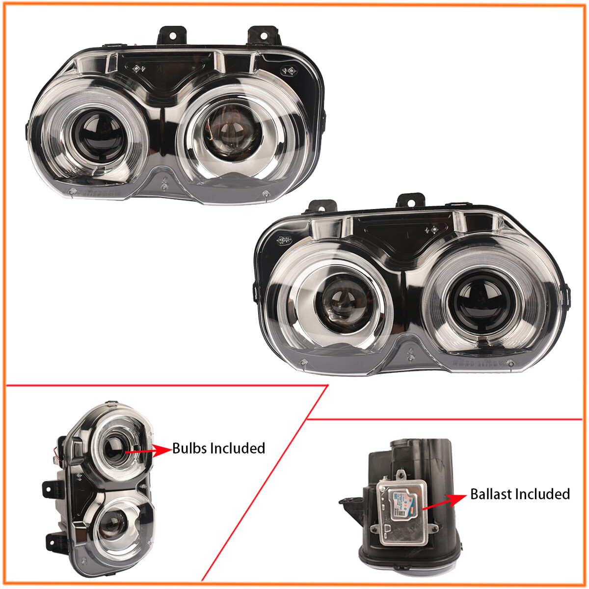 HID Headlights For Dodge Challenger SE R/T SRT SXT 20152019 HID DRL
