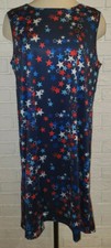 Women's Dress Works Patriotic Stars Navy Blue Sleeveless Swing Dress Sizes S-2XL