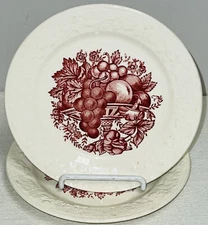 2 Homer Laughlin *HARVEST/RED FRUIT* 6 1/2" SALAD PLATES BLUE STAMP