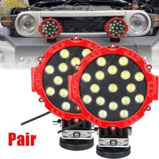 Pair 7" Inch LED Pods Work Light Bar Round Driving Fog Headlight Truck Off Road