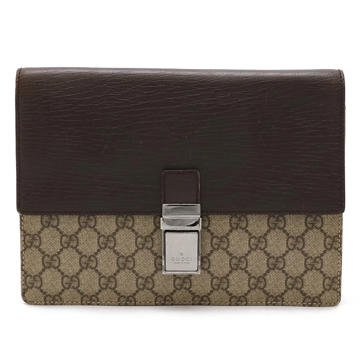 GUCCI GG Supreme GG Plus deuxième sac pochette cuir kaki beige #12520800