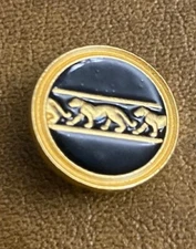Gold Button with Gold Lions & Very Dark Navy Enamel like Finish w shank 3/4 inch
